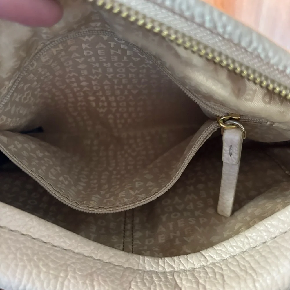 kate spade Cream Pebbled Leather Shoulder Crossbody Bag with Front Pocket